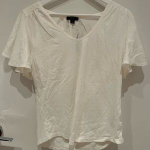 J Crew Ivory Shirt with Rushed Shoulders
